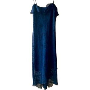 NWT Byer California Y2K Navy Lace Overlay Midi Slip Dress